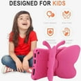 thumbnail image 6 of ELEHOLD Cute Kids Case for Amazon Fire Max 11 13th Generation Kids Friendly EVA Butterfly Wings Kickstand Heavy Duty Rugged Shockproof Protective Case for Fire Max 11 - Rose, 6 of 7