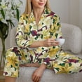thumbnail image 6 of Pajama Sets for Women 2 Pcs, Lilies Flowers Gorgeous Button Down Long Sleeve Sleepwear Lounge PJ Sets, 6 of 6