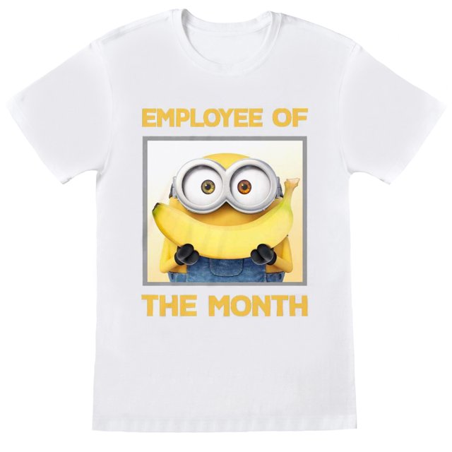 Minions - Camiseta Employee Of The Month de Bob para Adultos Unisex (Blanco, Amarillo)