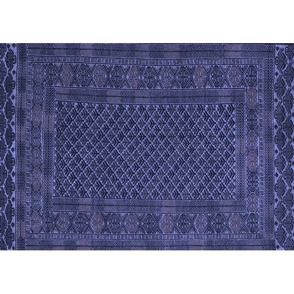 Ahgly Company Machine Washable Indoor Rectangle Persian Blue Traditional Area Rugs, 6' x 9'