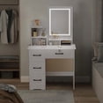 thumbnail image 6 of Happydeer Vanity Table with LED Mirror and 4 Drawers, 31.5" Heigh Makeup Desk Bedroom Dressing Table, 6 Open Storage Shelve, 6 of 8