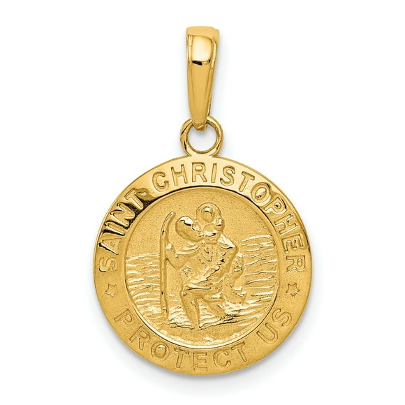 14k Yellow Gold Saint Christopher Medal Necklace Charm Pendant Religious Patron St