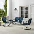 thumbnail image 3 of Ridgeland 4Pc Outdoor Metal Conversation Set- Loveseat Glider, Side Table, & 2 Armchairs - Navy Gloss, 3 of 6