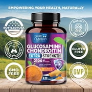 Glucosamine Chondroitin MSM Complex - 3X Strength Joint Support Supplement with Glucosamine Sulfate, Turmeric, Boswellia - For Cartilage, Mobility & Flexibility - Bottled in USA - 240 Capsules