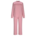 thumbnail image 6 of FRSASU Lounge Sets for Womens 2 Piece Outfits Crewneck Long Sleeve Tops Wide Leg Pants Casual Travel Sweatsuit Pink, 6 of 9