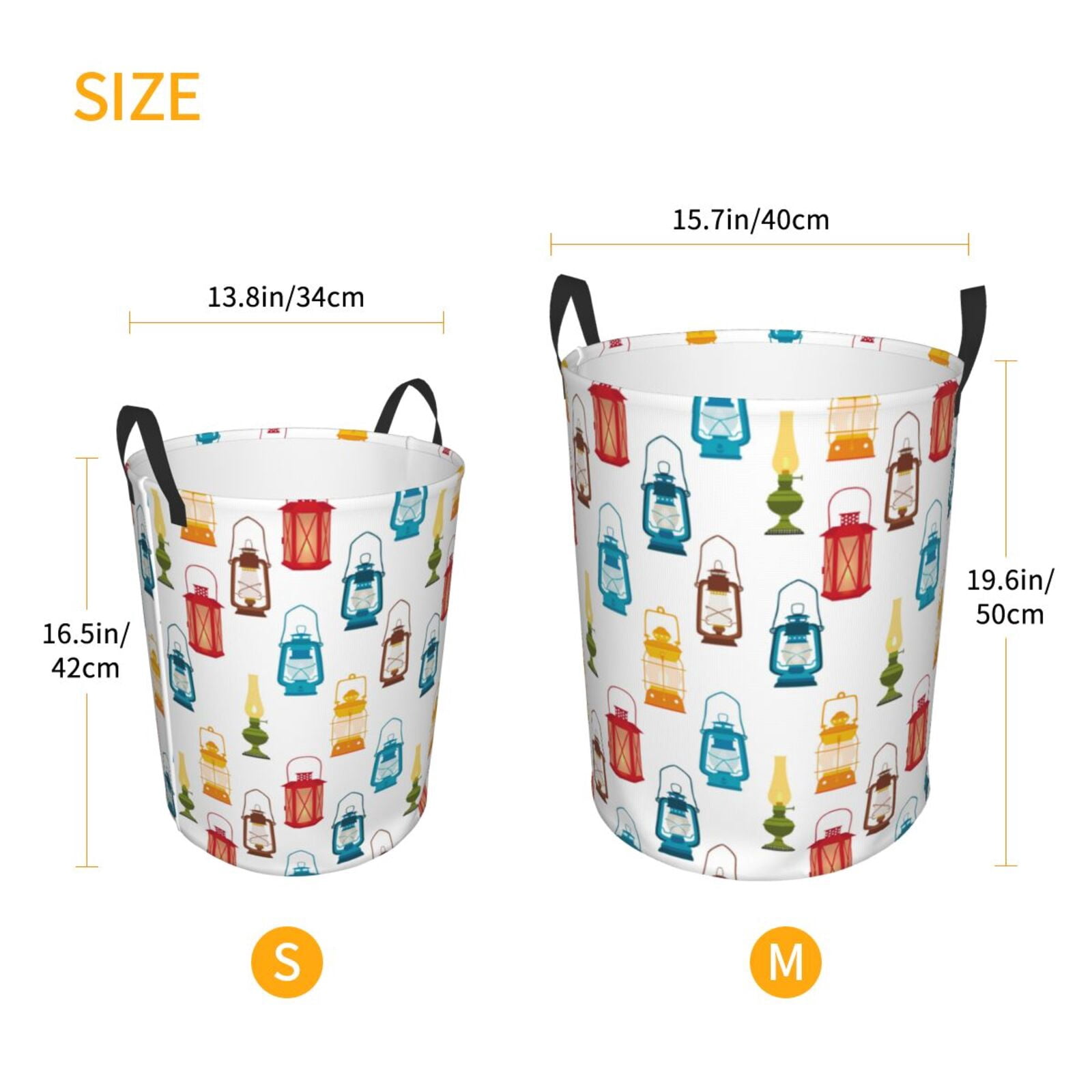 Large Laundry Basket with Handles - vintage Light Bulb Print Kids Baby Dirty Clothes Laundry Hamper for Bedroom Aesthetic
