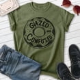 thumbnail image 2 of Glazed And Confused Donut T-shirt, Unisex Women's Men's Shirt, Donut Pun Dessert Foodie Food Lover, Heather Military Green, Small, 2 of 6