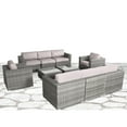 thumbnail image 3 of Living Source International 10 Piece Rattan Sectional Seating Group with Cushions Mixed Grey 10-Piece Sets, 3 of 5