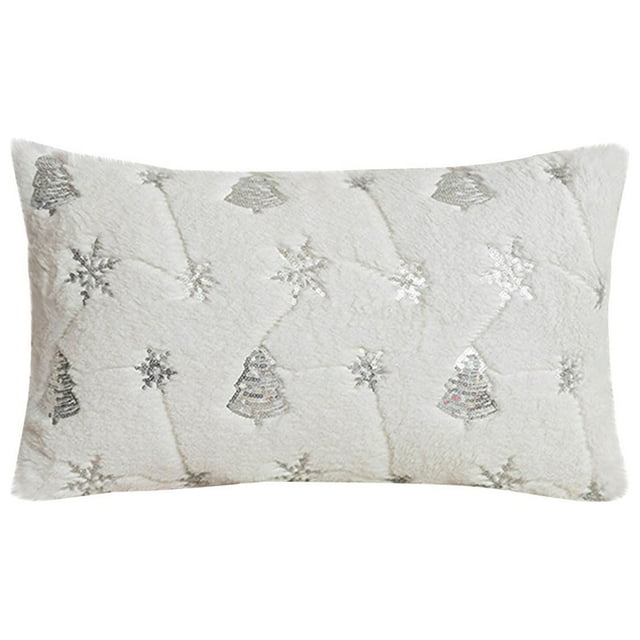Christmas Decoration Clearance! Christmas Tree Embroidered Throw Pillow Cover Snowflake Plush Throw Pillow Christmas Decorative Gift Cushion Cover Without Core Daily Deals Clearance Summer Clearance
