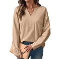thumbnail image 3 of fatyb Womens V Neck Sweatshirts Long Sleeve Lightweight Casual Loose Pullover Tops Activewear for Women, 3 of 7