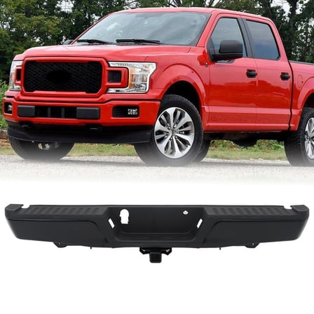 WaiRitoday Black Steel Rear Step Bumper Assembly Fit For 2015-2020 Ford F-150 w/ Max Tow