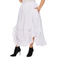 thumbnail image 3 of Beautybatik White Women Plus Size Cotton Ruched Front Victorian Renaissance Medieval Maxi Ruffled Skirt With Pockets 1x, 3 of 5