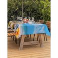 thumbnail image 3 of Outdoor Tablecloth with Umbrella Hole for Patio/Picnic/Party/Camping, Summer Ocean Waterproof Table Cloth Rectangle Table Cover Washable, Sea Beach Flip Flops Conch Flowers Sky Blue (54"x 80"), 3 of 8
