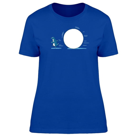 Penguin Escaping From A Snowball T-Shirt Women -Image by Shutterstock, Female Small