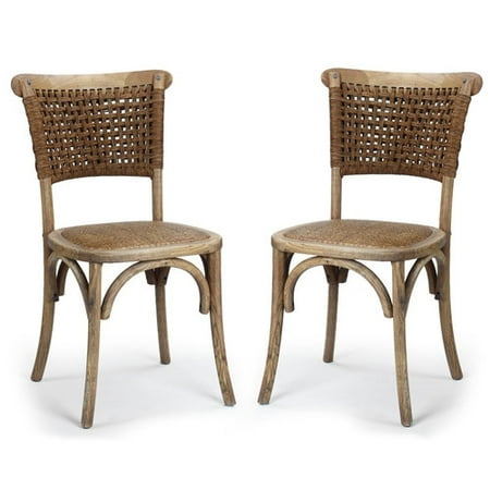 Adeco Trading Dining Cane Side Chair (Set of 2)