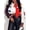 Red, variant on Trendy Patchwork Varsity Jacket in Multicolor Oversized Fit Casual Bomber Coat