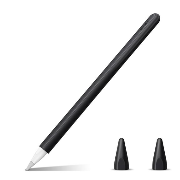 Silicone Skin with 2 Nib Cover for Apple Pencil 2nd Gen - Fintie Case iPencil Sleeve Grip Holder, Black