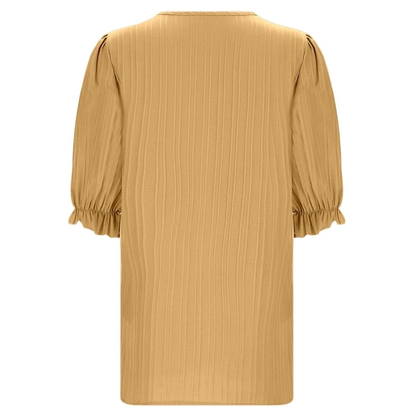 Qcmgmg Lace V Neck Tops for Women Casual Elbow-Length Trendy