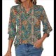 thumbnail image 3 of Blusas de Moda para Mujer 2025, Blusas Informales de Negocios con Mangas 3/4, Camisetas de Verano. Verde Bohemio M, 3 of 9