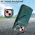 thumbnail image 2 of Allytech iPhone 13 Case with Ring Holder & Shoulder Strap, Retro PU Leather Cards Slots Kickstand Detachable Lanyard Shockproof Wallet Case Cover for Apple iPhone 13 - Green, 2 of 14