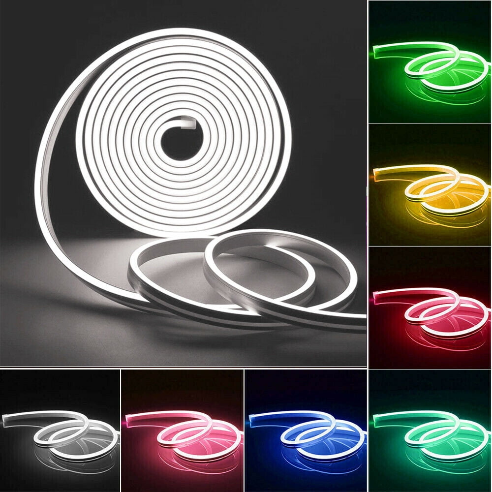 LED Neon Light Strip 12V Waterproof Flexible Tape Light Rope Lamp With Adapter