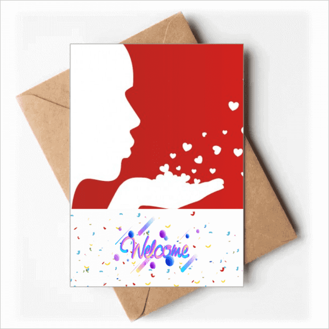 White Profile Outline Valentine's Day Welcome Back Greeting Cards Envelopes Blank