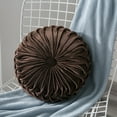 thumbnail image 2 of Solid Velvet Moroccan French Chic Design Nordic Pumpkin Back Bed Round Cushion Lumbar Throw Pillow Chocolate, 2 of 11
