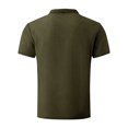 thumbnail image 4 of Domuza Men's Shirt Casual Short Sleeve Classic Knit Textured T-Shirt Summer Round Neck Solid Color Top Army Green L, 4 of 5