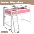 thumbnail image 7 of Miniyam Twin Loft Bed for Kids with Guardrails and Ladder, Solid Wood Space Saving Bed Frame, Pink, 7 of 7