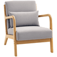 thumbnail image 1 of HOMCOM Fabric Accent Chair Velvet Armchair w/ Wood Legs Thick Padding Grey, 1 of 10
