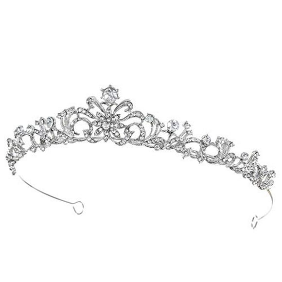 Couronne de Mariage en Cristal avec Strass Floral pour Bal de Promo T1090