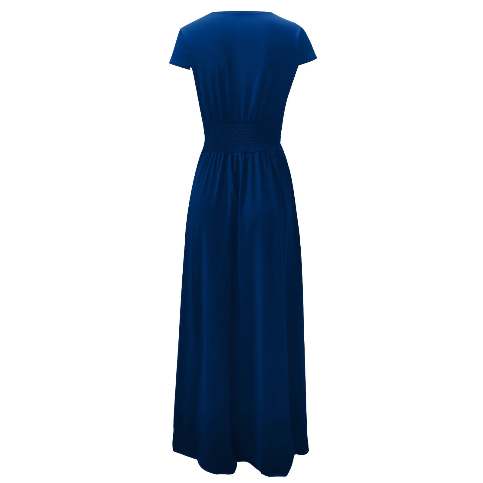 Hvot&aat Women Cap Sleeve V-Neck Wedding Bridesmaid Dress Ruched High Waisted Sexy High Slit Long Evening Prom Maxi Dresses