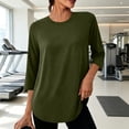 thumbnail image 2 of Loopsun Womens 3/4 Sleeve Fall Tops Fashion Solid Crew Neck Sports Casual Pullover Shirts, 2 of 5