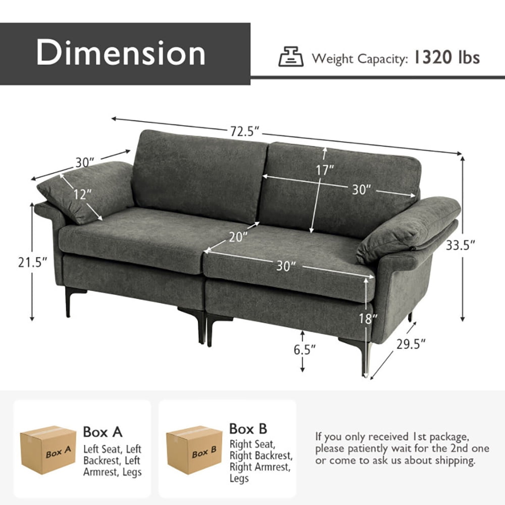 Finihen Loveseat Sofa, Modern Fabric Loveseat Sofa for with Metal Legs and Armrest Pillows, for Living Room, Bedroom, Gray Finihen Loveseat Sofa, Modern Fabric Loveseat Sofa for with Metal Legs and Armrest Pillows, for Living Room, Bedroom, Gray