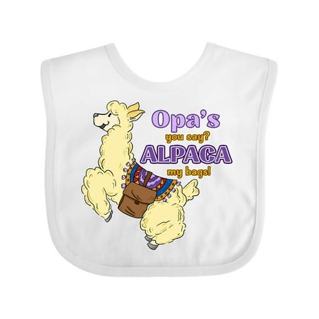 

Inktastic Opa s You Say ALPACA my Bags with Cute Jumping Alpaca Gift Baby Boy or Baby Girl Bib