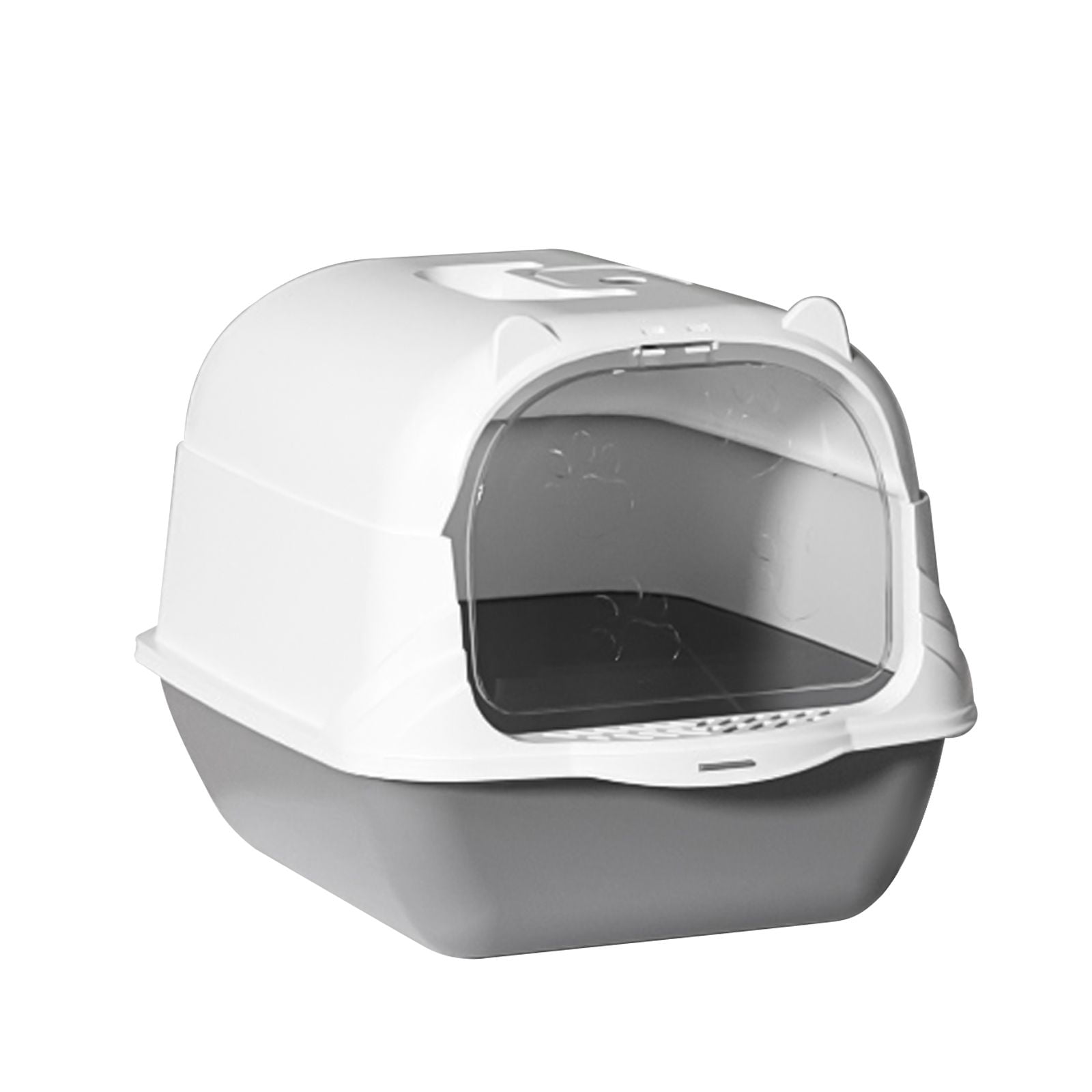 Fully Enclosed Cat Litter Box Gray Odor Locking Portable with Scoop and Litter Mat