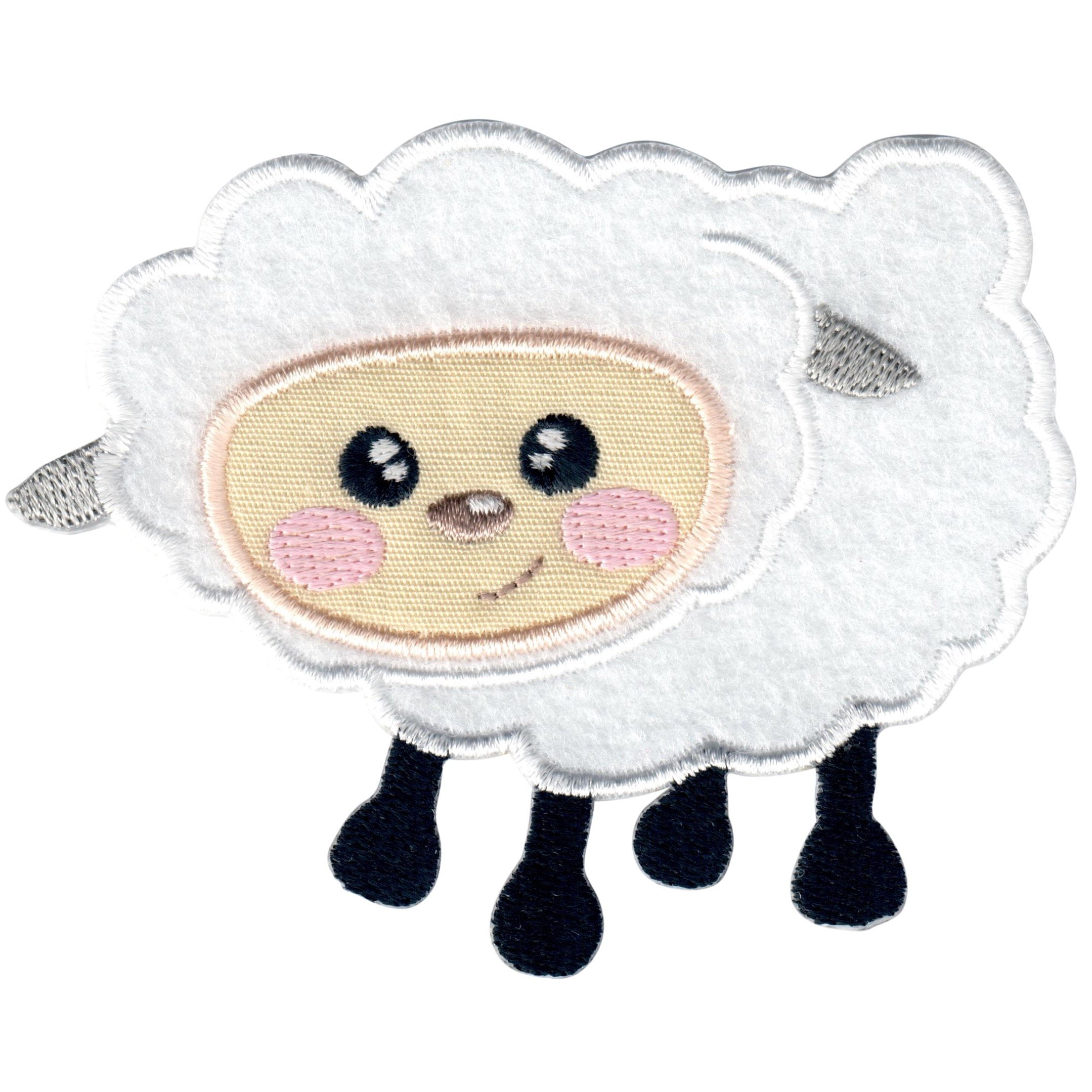 Craft Supply Cute Kawaii Patch Sew On Patch Fluffy Little Lamb with a Bell Iron On Patch DIY Patches 11 Embroidery Patch