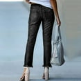 thumbnail image 4 of Ankle Denim Pants With Pockets Y2K Frayed Raw Hem Ripped Distressed Jean Travel Cropped Pants Cowgirl Outfits Trendy Stretchy Baggy Jean High Waist Straight Leg Boyfriend Jeans Jeans for Women, 4 of 5
