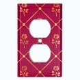 thumbnail image 2 of Metal Light Switch Plate Cover Elegant Yellow Tufted Rose Burgundy Damask DAM080, 2 of 13