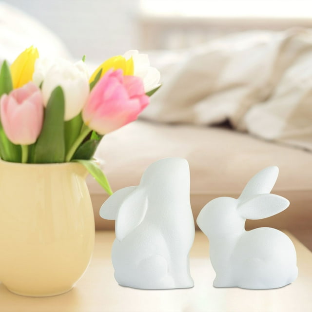 Apmemiss Clearance Small Animal Statue Rabbit Statue Decor Modern Style Ceramic Rabbit Figurine Statues for Home Decor Accents Living Room Office Table Bookshelf Desk Bedroom Decorative Objects, 2 Pcs