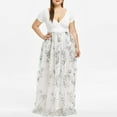 thumbnail image 1 of PENGXIANG Robe de Soirée à Paillettes Florales à Manches Courtes Col en V pour Femmes Grande Taille, 1 of 6