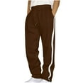 thumbnail image 2 of Men's Straight Leg Sweatpants, Striped Colorblock Open Bottom Athletic Baggy Pants Lounge Drawstring Pants with Pockets, 2 of 8