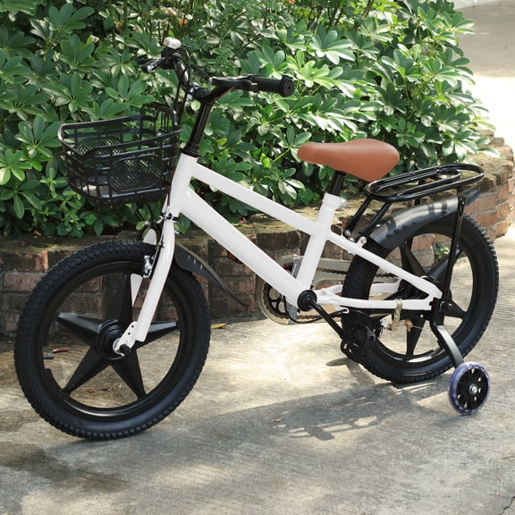 LELINTA Bike for 2-9 Years Old Toddlers and Kids,Kids Bike with Basket and Bell Training Wheels, 16 Inch Kid's Bicycle with Kickstand & Adjustable Seat Handlebar Height