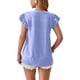 thumbnail image 3 of Blusa de Mujer con Cuello en V y Mangas con Volantes, Blusas Holgadas, Elegantes, Informales, Lindas, de Verano, Azul L, 3 of 10