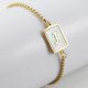 thumbnail image 1 of Pulsera Lara de acero de titanio con 26 letras y concha para mujer, pulsera ajustable de acero inoxidable cuadrada de oro de 18 quilates, 1 of 5