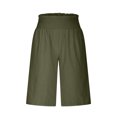 thumbnail image 7 of Ahdbta Bermuda Shorts for Women Knee Length Elastic High Waisted Wide Leg Linen Crop Pants Summer Dressy Casual Shorts, 7 of 7