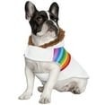 thumbnail image 2 of HDE Dog Puffer Jacket Fleece Lined Winter Coat with Harness Hole White Rainbow Stripe M, 2 of 7