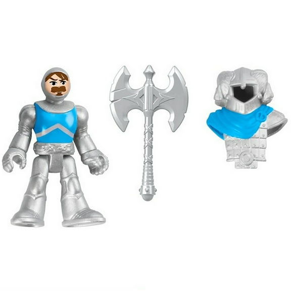 Replacement Parts for Fisher-Price Imaginext Royal Battering Ram Playset - HCG48 ~ Replacement Figure in Silver and Blue, Helmet and Weapon