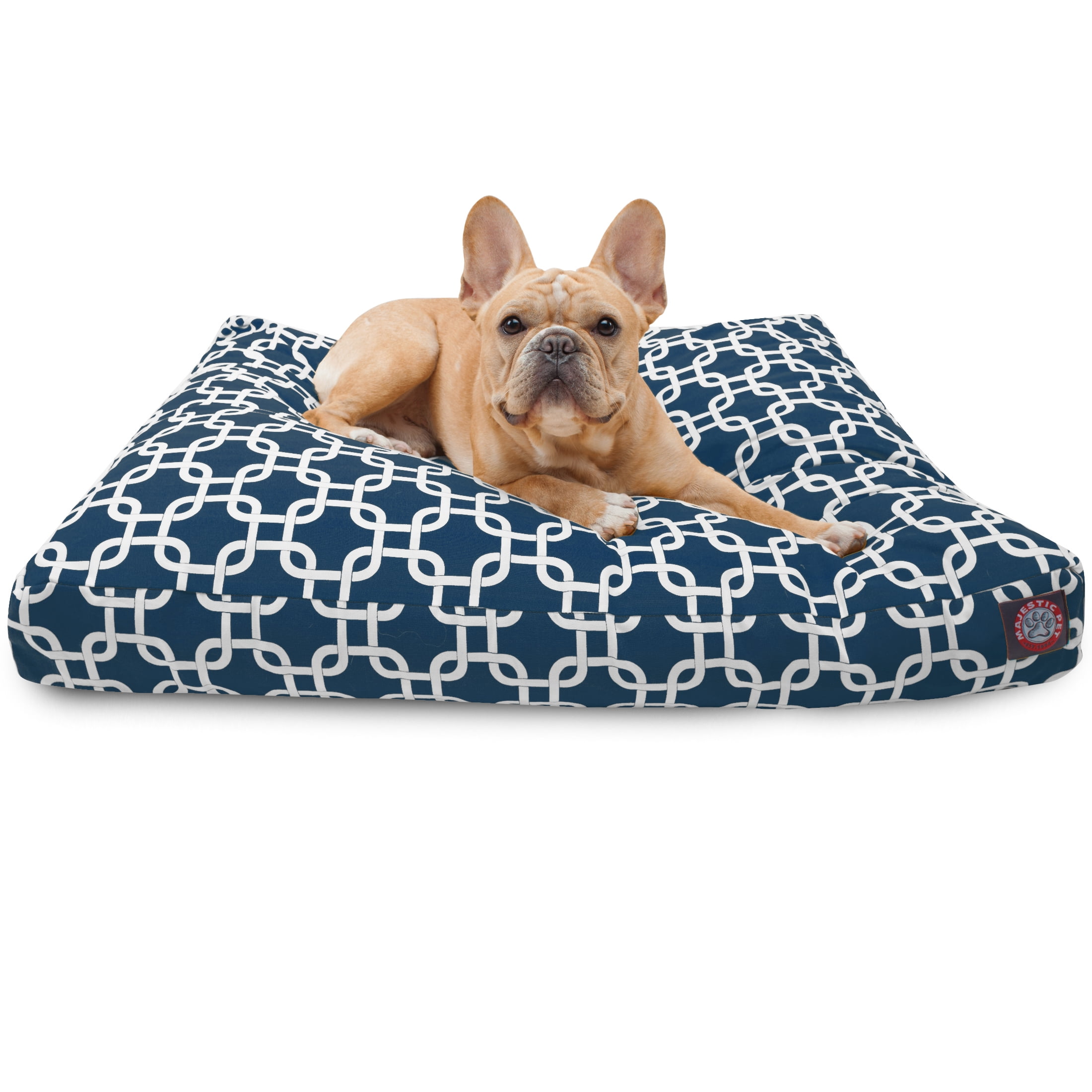 Majestic Pet Links Rectangle Dog Bed Treated Polyester Removable Cover Navy Blue Small 27" x 20" x 4"