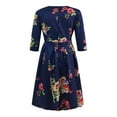 thumbnail image 5 of RYDCOT Women Elegent A-line Vintage Printing Party Vestidos Dress Blue M, 5 of 7